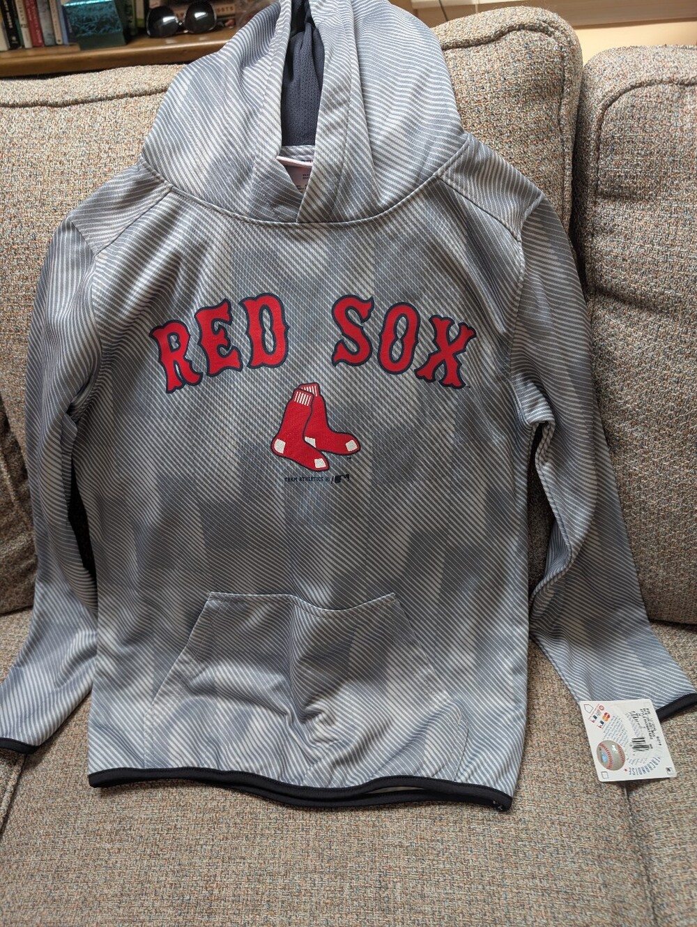 Boston Red Sox Youth Hooded Pullover - Gray and Red
